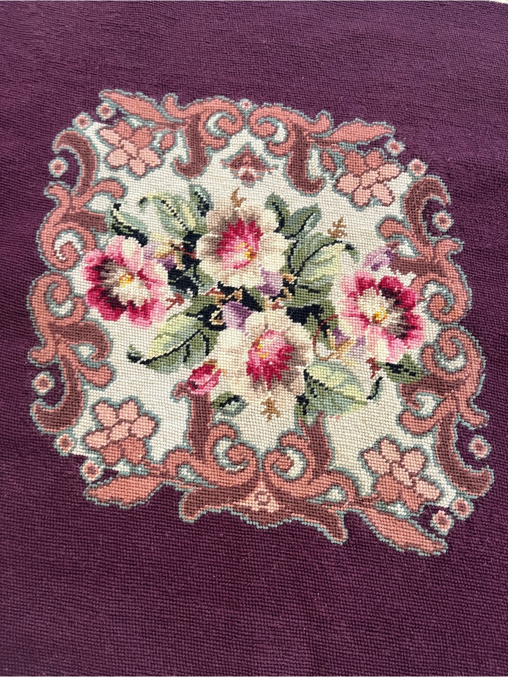 Plum Floral Needlepoint Material